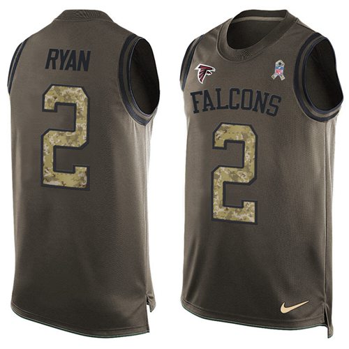 Nike Falcons #2 Matt Ryan Green Men's Stitched NFL Limited Salute To Service Tank Top Jersey - Click Image to Close